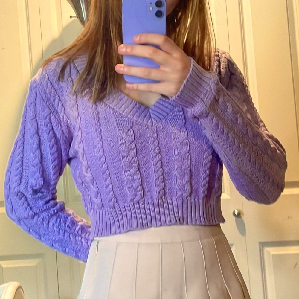 Small Lavender Cropped Sweater